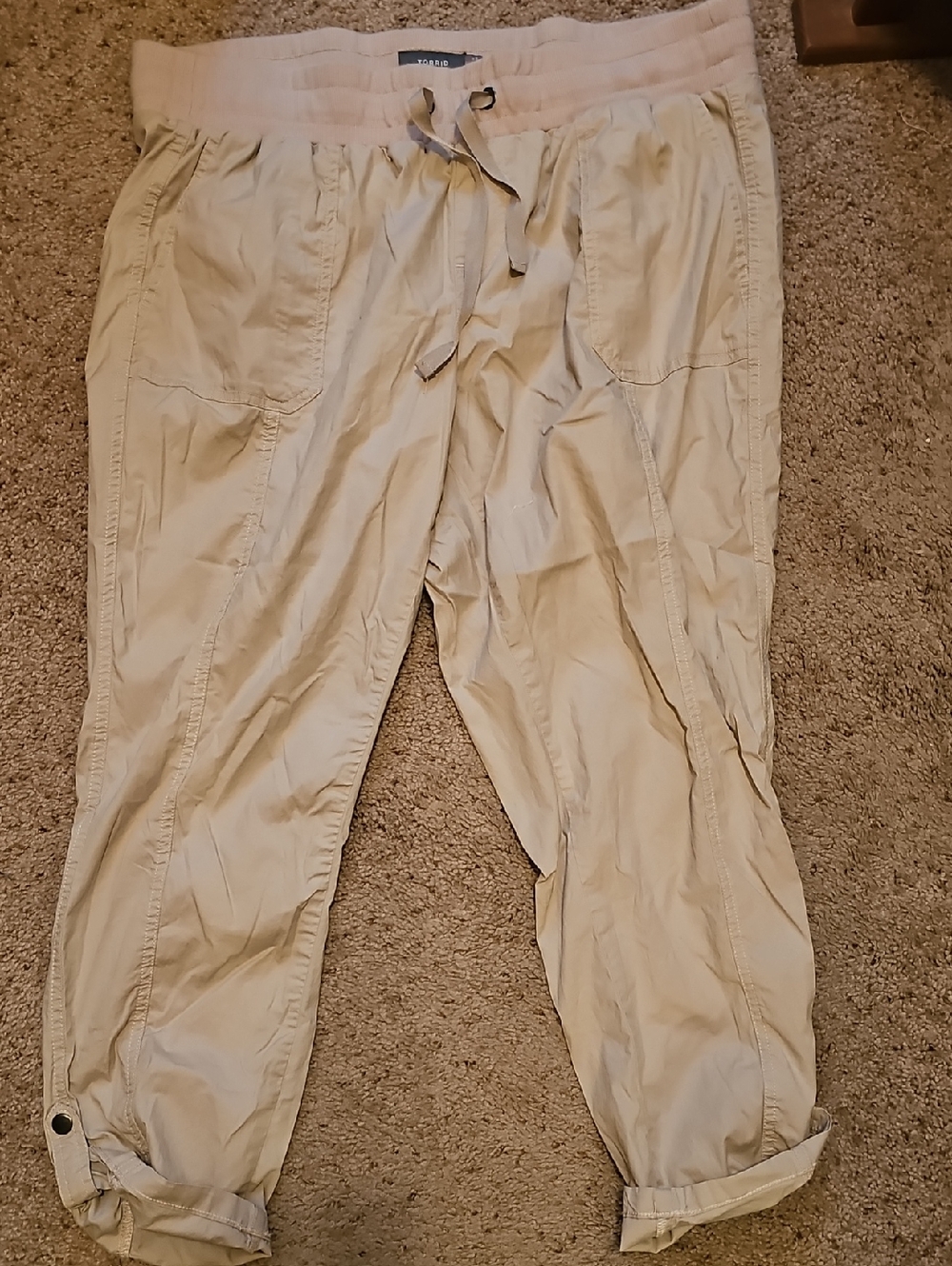 torrid Beige Drawstring Cargo Capris